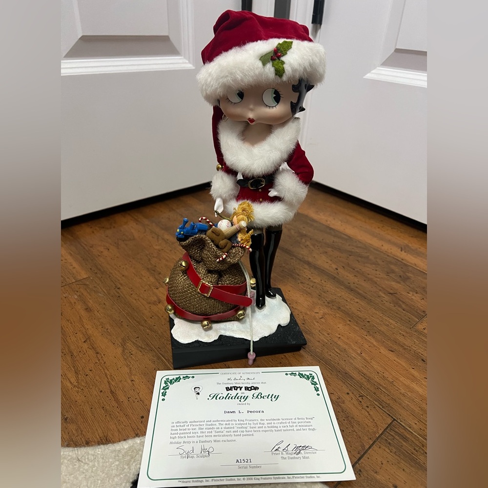 1999 Betty Boop Holiday Betty Syd Hap Danbury Mint Santa With COA